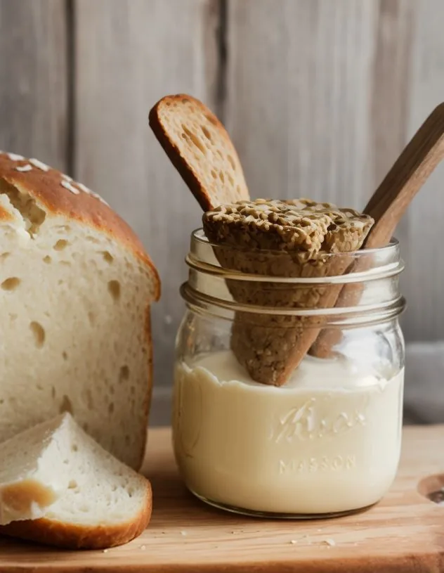 Fresh heavy cream in a clean, large mason jar on a gray wood plank background.