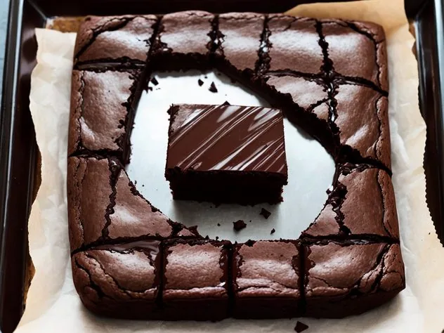 Dark Chocolate Avocado Brownies Process Step 4 Flour mixed into the batter in a large glass bowl on a white marble background.