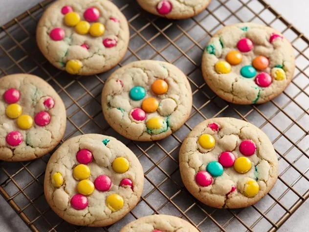 M&M Cookies Process Step 2 The dough in a large glass bowl, after adding and mixing in all of the flour.
