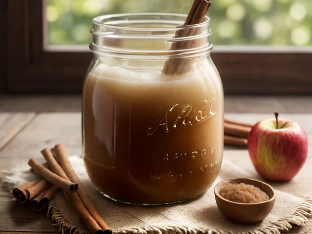 Healthy Homemade Applesauce Process Step 1 Apple chunks, water, and spices sit in a large stainless steel pot.