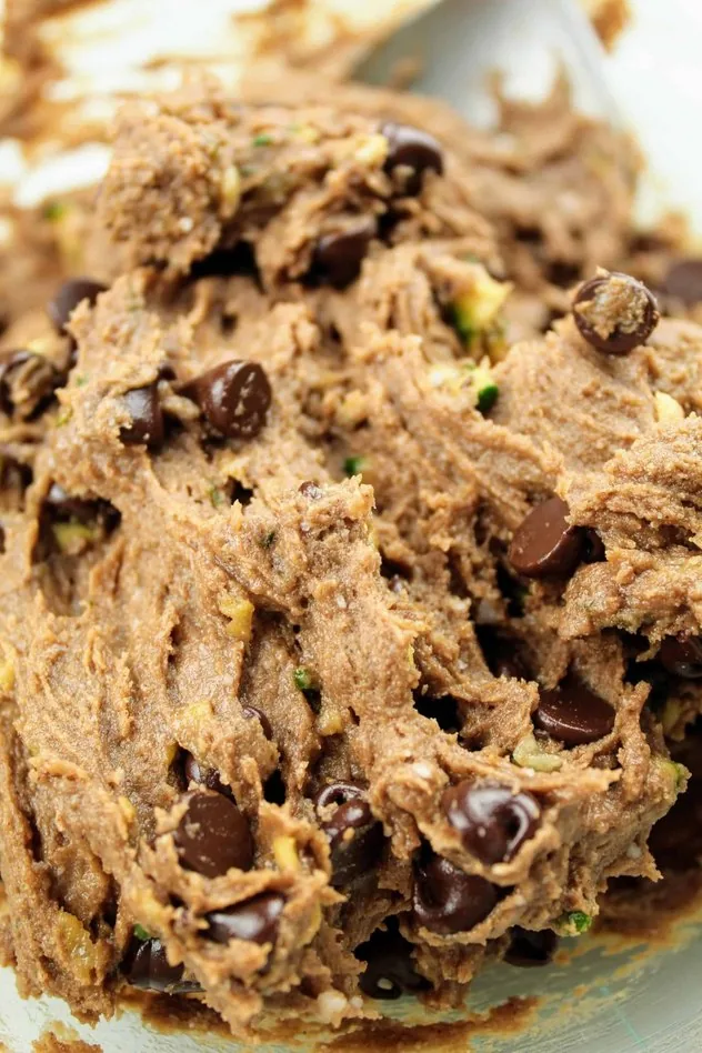 Cookie dough after adding in the chocolate chips.