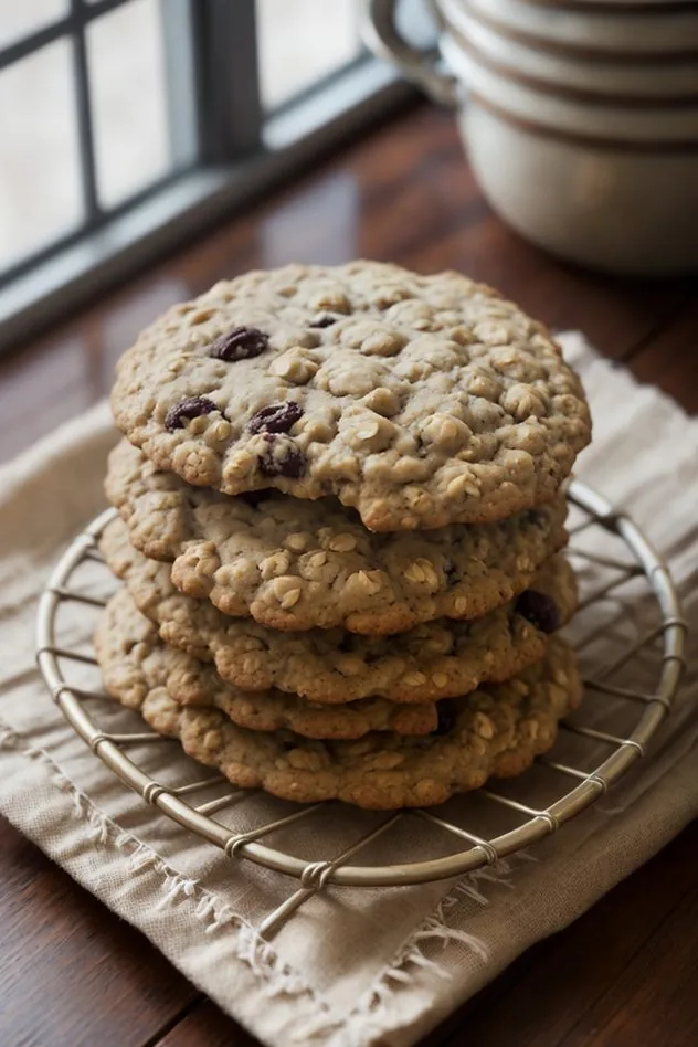 A mixture of extra light olive oil, light brown sugar, granulated sugar, unsweetened applesauce, vanilla, baking soda, Kosher salt, ground cinnamon, ground nutmeg, and quick oats in a large glass bowl.